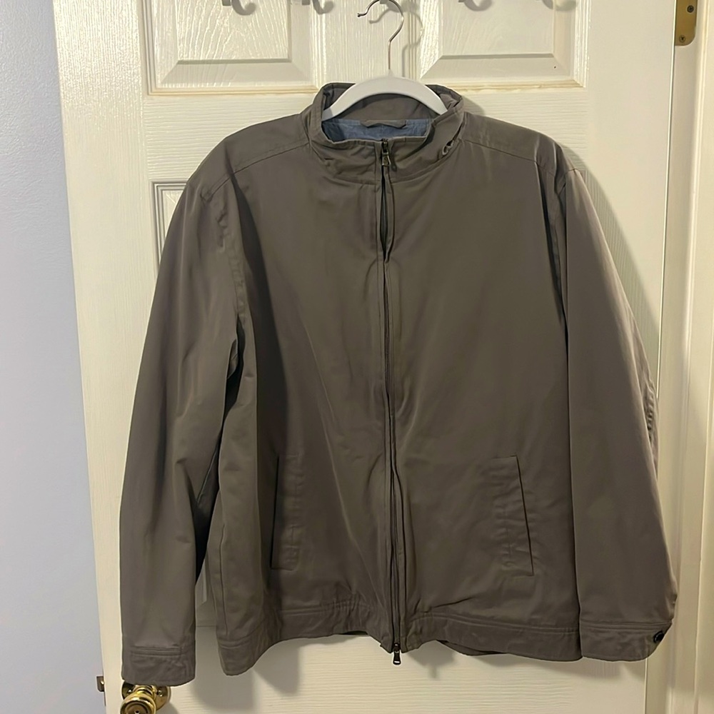 Oxford Zip Up Jacket. Olive. Large.